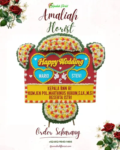 Karangan Papan Bunga Pernikahan di Way Laga